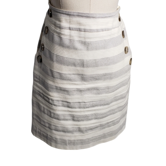 Loft Petites Woven sailor French Breton Nautical Preppy Striped Cotton Skirt 8p - Picture 5 of 14